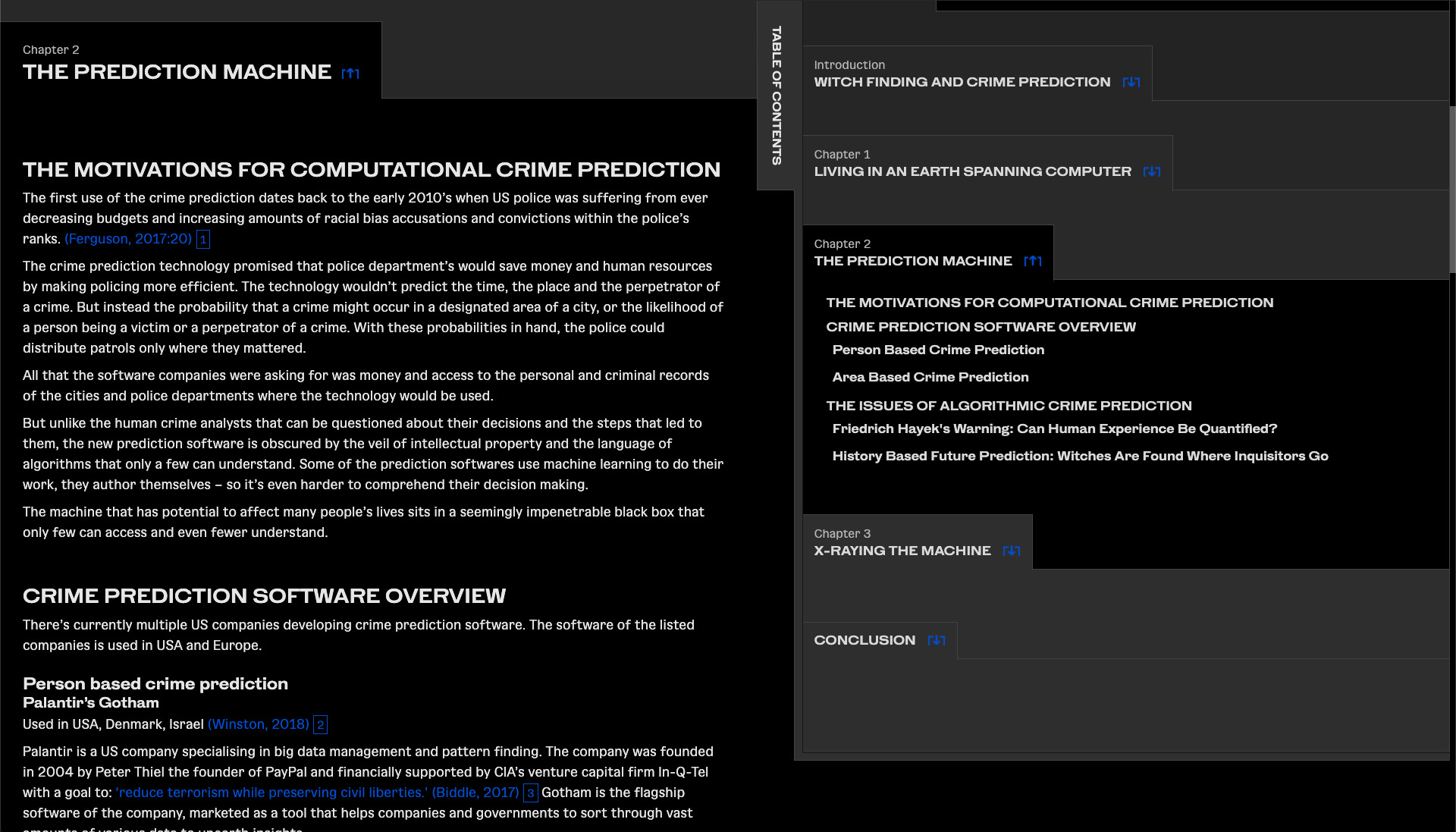 a screenshot of the black, blue, gray and white content page, chapter 2: The prediction machine