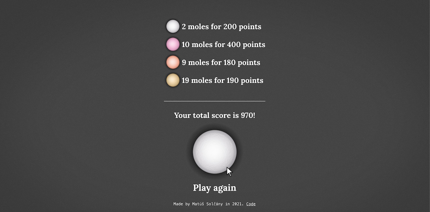 A screen with the final score represented with a list of gems and the player's scores