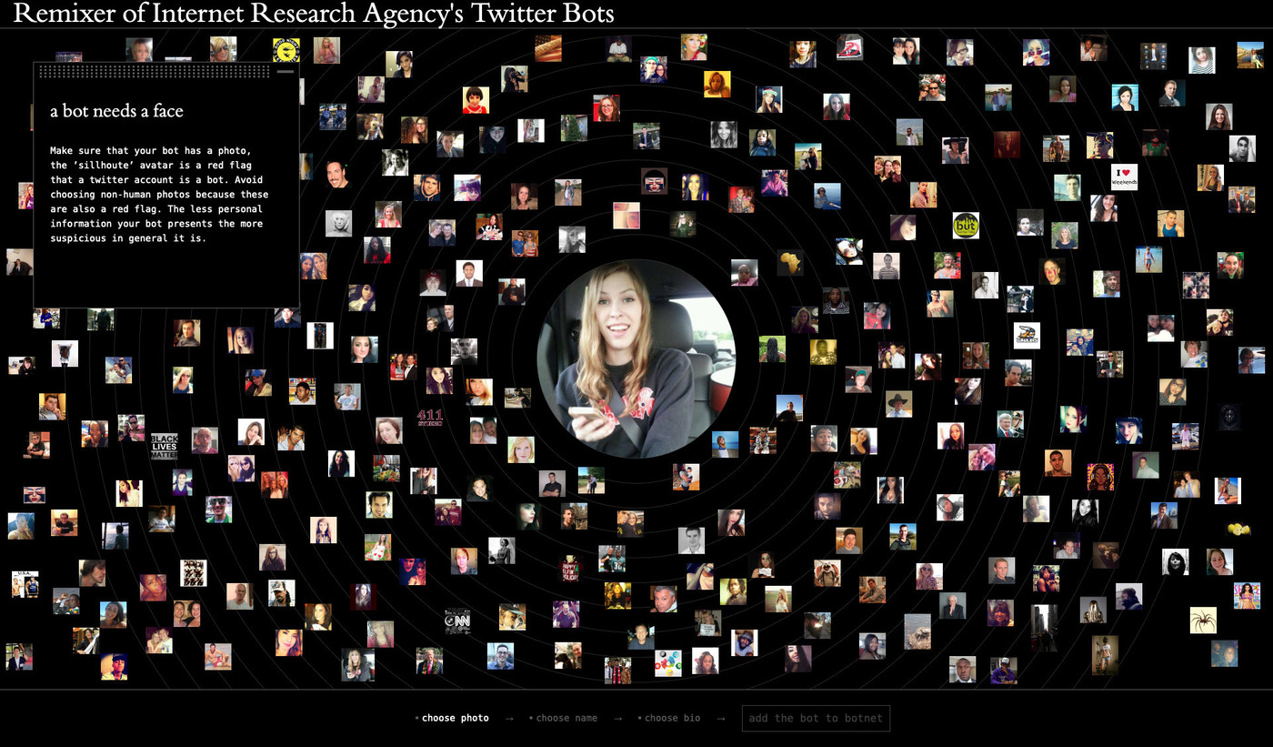 a large bot profile image is surrounded by smaller profile images