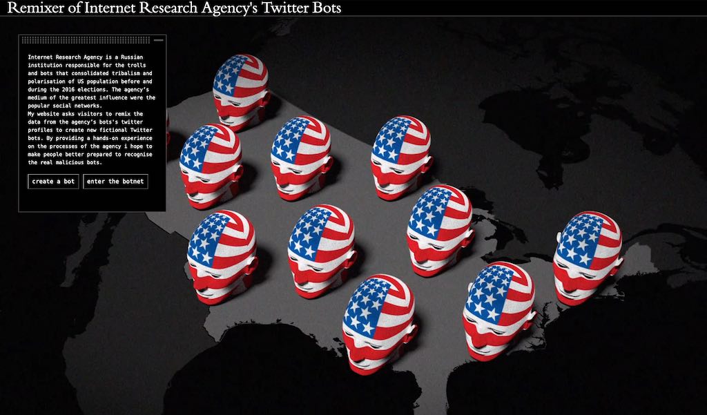 Illustration of enlarged busts covered with the american flag sitting on the map of the US
