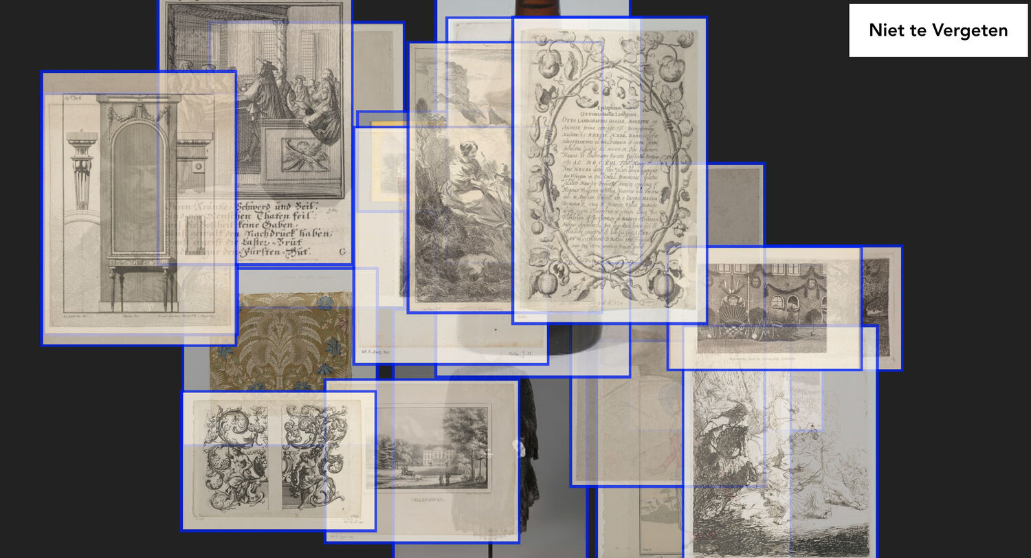 A screenshot of the screen with a collection of artworks with blue borders